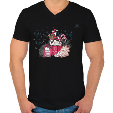 PRINTFASHION manó bögrében - Férfi V-nyakú póló - Fekete