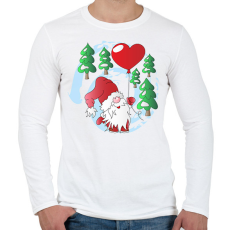 PRINTFASHION Manó Mikulás szívvel - Férfi hosszú ujjú póló - Fehér