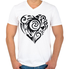 PRINTFASHION Maori szív1 - Férfi V-nyakú póló - Fehér
