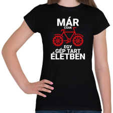 PRINTFASHION Már csak egy gép tart életben - Kerékpáros - Női póló - Fekete női póló