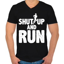 PRINTFASHION Maradj csendben és Fuss - Férfi V-nyakú póló - Fekete férfi póló