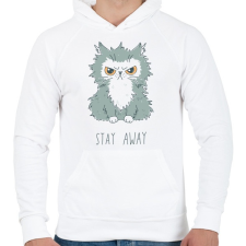 PRINTFASHION Maradj távol - Férfi kapucnis pulóver - Fehér férfi pulóver, kardigán