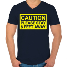 PRINTFASHION Maradj távol!  - Férfi V-nyakú póló - Sötétkék