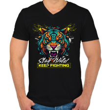 PRINTFASHION Maradj vad, küzdj tovább - Férfi V-nyakú póló - Fekete férfi póló
