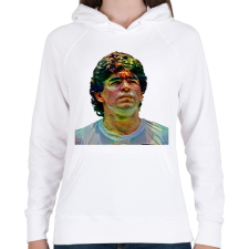 PRINTFASHION Maradona - Női kapucnis pulóver - Fehér női pulóver, kardigán