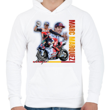 PRINTFASHION Marc Marquez - Férfi kapucnis pulóver - Fehér férfi pulóver, kardigán