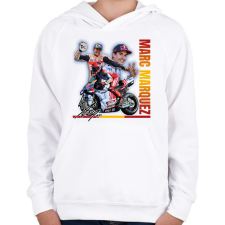 PRINTFASHION Marc Marquez - Gyerek kapucnis pulóver - Fehér gyerek pulóver, kardigán
