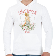 PRINTFASHION Márciusban férjhez megyek - Férfi kapucnis pulóver - Fehér férfi pulóver, kardigán