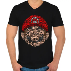 PRINTFASHION Mario - Férfi V-nyakú póló - Fekete