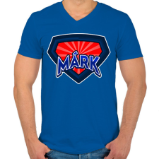 PRINTFASHION MÁRK - Férfi V-nyakú póló - Királykék férfi póló