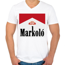 PRINTFASHION Markoló - Marlboro meme - Férfi V-nyakú póló - Fehér férfi póló