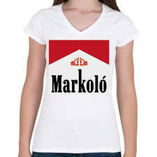 PRINTFASHION Markoló - Marlboro meme - Női V-nyakú póló - Fehér női póló