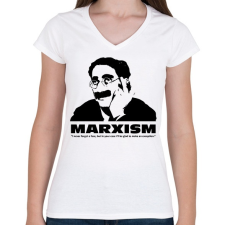 PRINTFASHION Marxism - Női V-nyakú póló - Fehér női póló