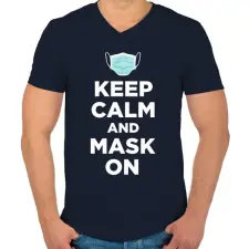 PRINTFASHION Mask on!  - Férfi V-nyakú póló - Sötétkék férfi póló
