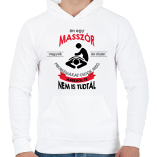 PRINTFASHION Masszőr vagyok - Férfi kapucnis pulóver - Fehér férfi pulóver, kardigán