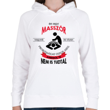 PRINTFASHION Masszőr vagyok - Női kapucnis pulóver - Fehér női pulóver, kardigán