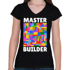 PRINTFASHION Master Builder - Női V-nyakú póló - Fekete női póló