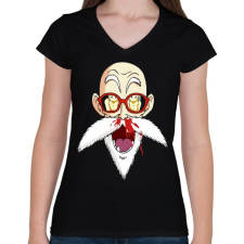 PRINTFASHION Master Roshi - Női V-nyakú póló - Fekete női póló