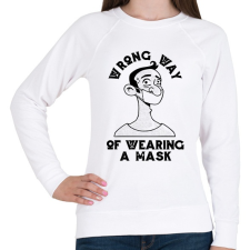 PRINTFASHION Maszk használat - rosszul - Wrong way - Női pulóver - Fehér női pulóver, kardigán