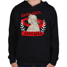 PRINTFASHION Mátyás király - Gyerek kapucnis pulóver - Fekete