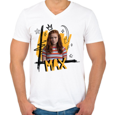 PRINTFASHION Max - Stranger Things - Férfi V-nyakú póló - Fehér férfi póló