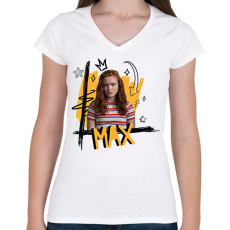 PRINTFASHION Max - Stranger Things - Női V-nyakú póló - Fehér
