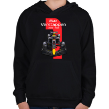 PRINTFASHION Max Verstappen 1 autóversenyző - fehér felirat - Gyerek kapucnis pulóver - Fekete gyerek pulóver, kardigán