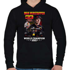 PRINTFASHION Max Verstappen 2021 - Férfi kapucnis pulóver - Fekete férfi pulóver, kardigán