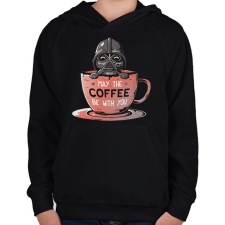 PRINTFASHION May the coffee be with you - Gyerek kapucnis pulóver - Fekete gyerek pulóver, kardigán