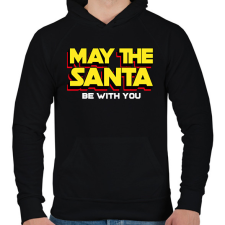 PRINTFASHION MAY THE SANTA - Férfi kapucnis pulóver - Fekete férfi pulóver, kardigán