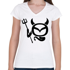 PRINTFASHION Mazda Devil - Női V-nyakú póló - Fehér