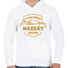 PRINTFASHION Mazdás sofőr - Férfi kapucnis pulóver - Fehér