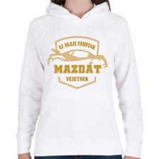 PRINTFASHION Mazdás sofőr - Női kapucnis pulóver - Fehér női pulóver, kardigán