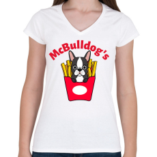 PRINTFASHION mcbulldog - Női V-nyakú póló - Fehér