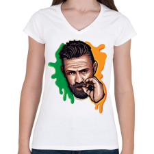 PRINTFASHION McGregor - Női V-nyakú póló - Fehér női póló