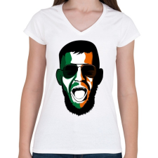 PRINTFASHION McGregor - Női V-nyakú póló - Fehér női póló