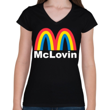 PRINTFASHION McLovin - Női V-nyakú póló - Fekete női póló