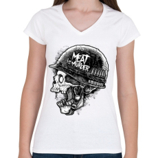 PRINTFASHION Meat is murder - Női V-nyakú póló - Fehér