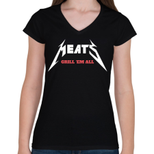 PRINTFASHION Meats - Női V-nyakú póló - Fekete női póló