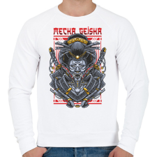 PRINTFASHION Mecha Geisha - Férfi pulóver - Fehér férfi pulóver, kardigán
