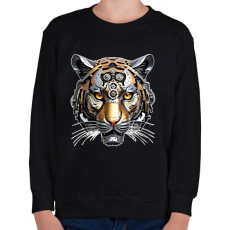 PRINTFASHION Mechanikus tigris - Gyerek pulóver - Fekete