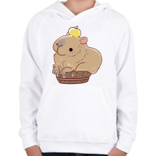 PRINTFASHION Medencéző Capybara - Gyerek kapucnis pulóver - Fehér gyerek pulóver, kardigán