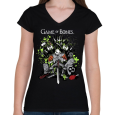 PRINTFASHION MediEvil - Game Of Bones - Női V-nyakú póló - Fekete