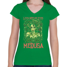 PRINTFASHION Medusa - Női V-nyakú póló - Zöld női póló
