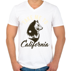 PRINTFASHION Medve 02 - Take me to California - Férfi V-nyakú póló - Fehér