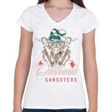 PRINTFASHION Medve 04 - California Gangsters - Női V-nyakú póló - Fehér