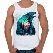 PRINTFASHION Medve a naplementében - Férfi atléta - Fehér atléta, trikó