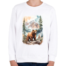 PRINTFASHION Medve az erdőben - Gyerek pulóver - Fehér gyerek pulóver, kardigán