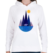 PRINTFASHION Medve és hegyek - Női kapucnis pulóver - Fehér női pulóver, kardigán