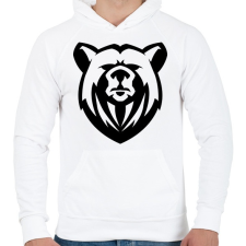 PRINTFASHION Medve  - Férfi kapucnis pulóver - Fehér férfi pulóver, kardigán